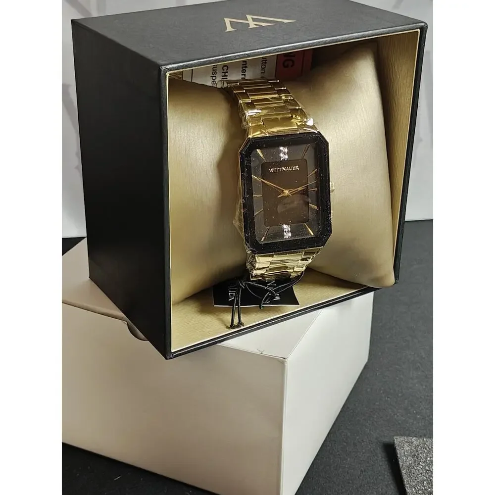 NWT Wittnauer $575 WN3092 Store Display 9.7/10 Men's Omni Black Dial Gold Quartz